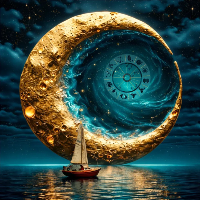 Sailing ship in the moon